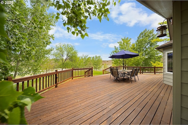 33817 Gage Rd, Mitchell, OR 97750 - wooden terrace with outdoor dining space