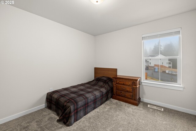 bedroom featuring light colored carpet