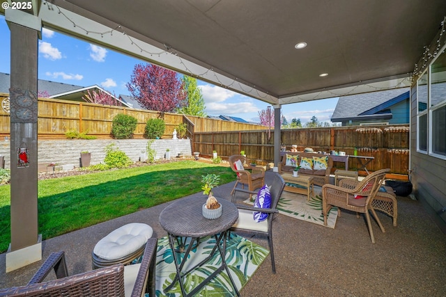 1715 York Butte Ave, Salem, OR 97306 - view of patio featuring a fenced backyard and an outdoor living space