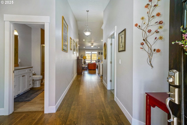 1715 York Butte Ave, Salem, OR 97306 - corridor featuring baseboards and dark wood finished floors