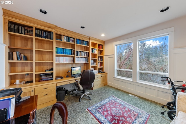 view of carpeted office