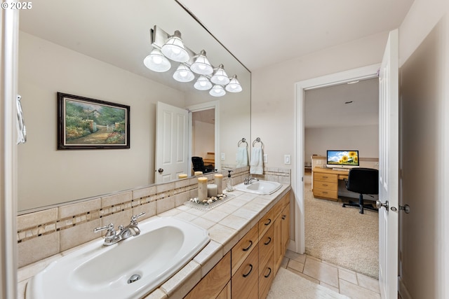 bathroom with vanity and tile patterned floors