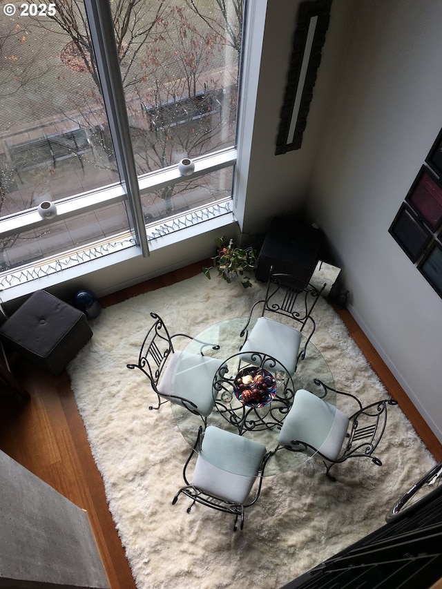 unfurnished room with baseboards and wood finished floors