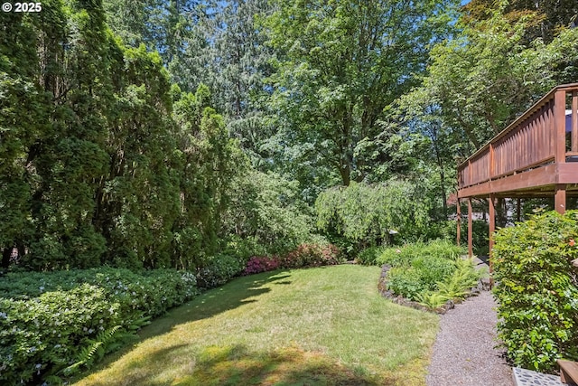 15 Cellini Ct, Lake Oswego, OR 97035 - view of green lawn with a deck