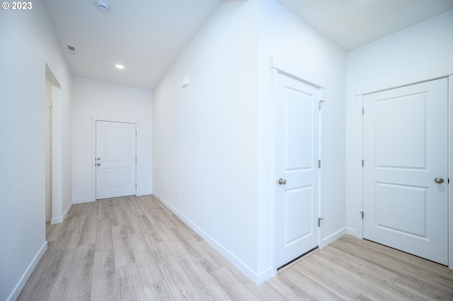 hall featuring light wood-type flooring