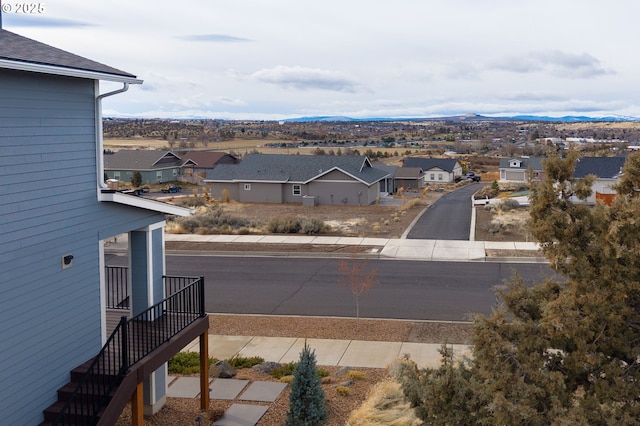 exterior space featuring a mountain view