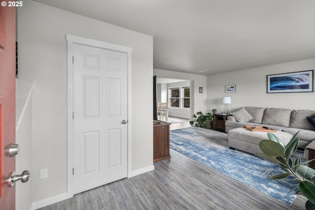 living room featuring light hardwood / wood-style flooring