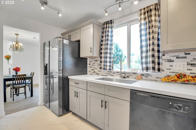 1819 SE 173rd Ave, Vancouver, WA 98683 - kitchen with dishwasher, a sink, stainless steel fridge with ice dispenser, and plenty of natural light