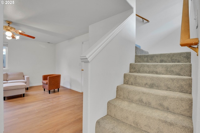 1819 SE 173rd Ave, Vancouver, WA 98683 - stairs with wood finished floors, a ceiling fan, and baseboards