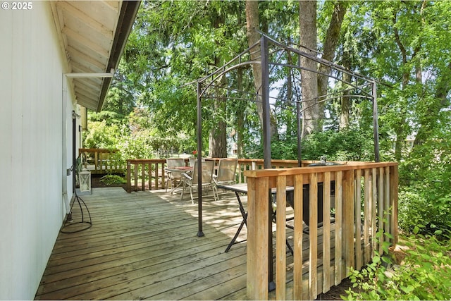 19985 SW Carlin Blvd, Beaverton, OR 97078 - wooden terrace featuring outdoor dining area and view of scattered trees