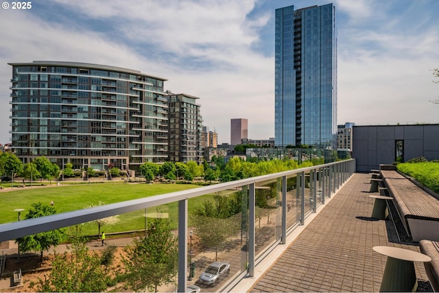 balcony with a city view