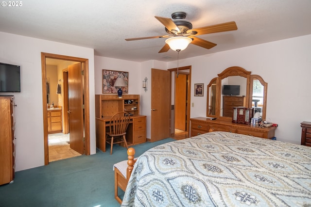 bedroom with carpet flooring and ceiling fan