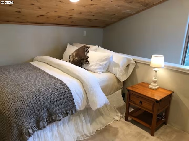 3484634844 Matthews Rd, Eugene, OR 97405 - bedroom featuring lofted ceiling, wood ceiling, and carpet floors