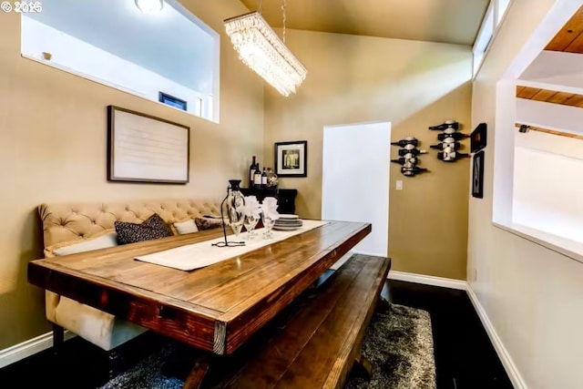 3484634844 Matthews Rd, Eugene, OR 97405 - dining area with a chandelier and dark wood-type flooring