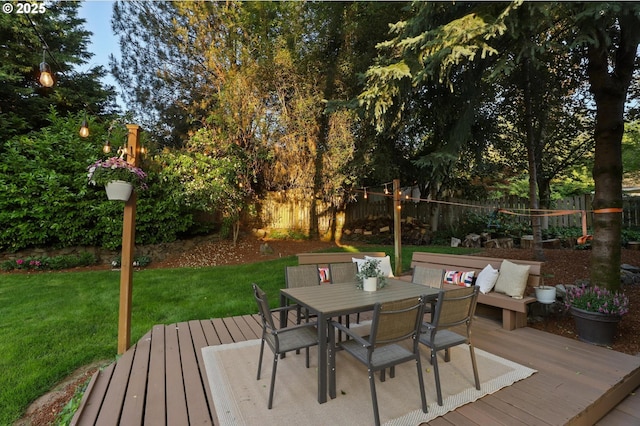 3840 NW Loy Ct, Portland, OR 97229 - wooden terrace featuring outdoor dining space