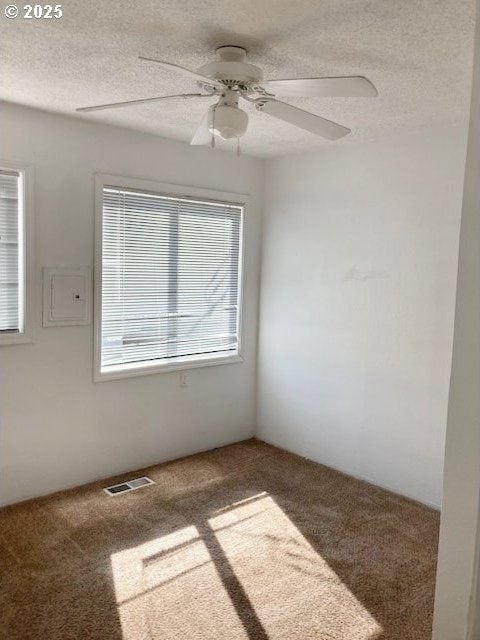 727 SW 28th St, Pendleton, OR 97801 - spare room with carpet floors, a ceiling fan, and a textured ceiling