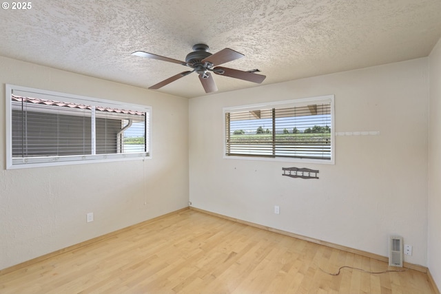 1879 N Jantzen Ave, Portland, OR 97217 - empty room featuring light wood finished floors, ceiling fan, baseboards, and a textured ceiling