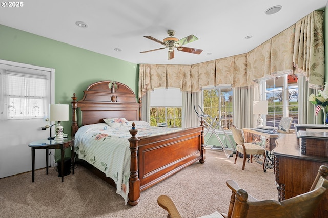 bedroom featuring recessed lighting and carpet