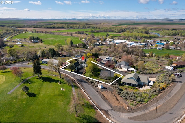drone / aerial view with a rural view
