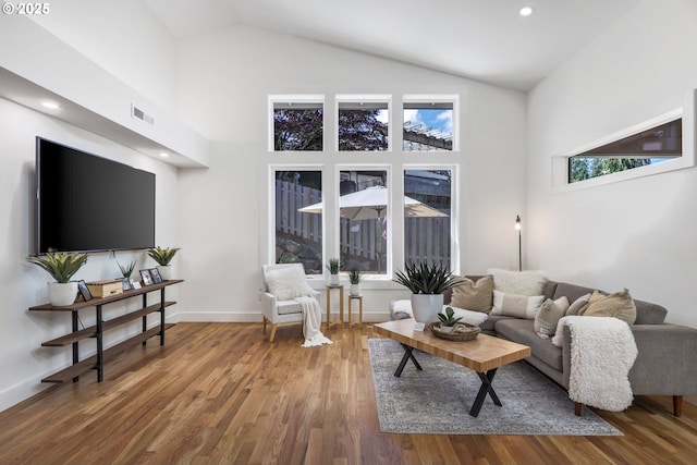 1236 Parkside Ave, Forest Grove, OR 97116 - living area featuring high vaulted ceiling and wood finished floors