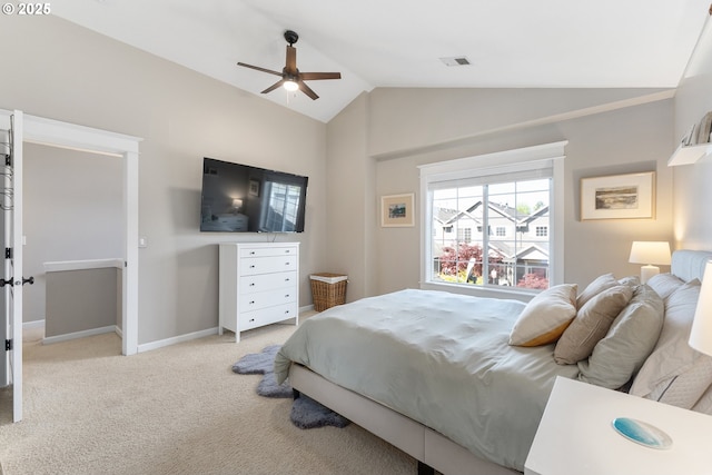 4952 SW Wentworth Ter, Beaverton, OR 97078 - bedroom featuring lofted ceiling, carpet flooring, baseboards, and a ceiling fan