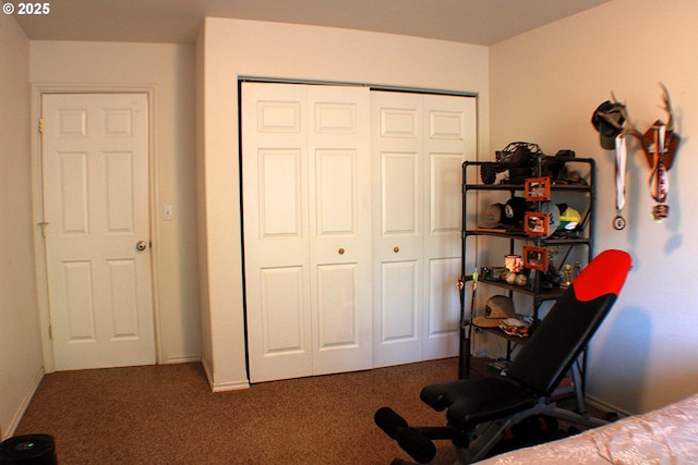 bedroom featuring carpet floors and a closet