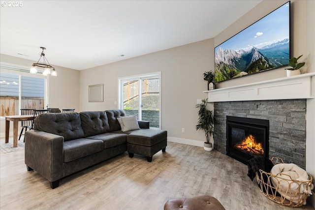 209 W Barbaras Way, Newberg, OR 97132 - living room with light wood finished floors and a stone fireplace