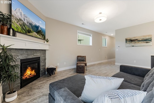 209 W Barbaras Way, Newberg, OR 97132 - living room with light wood finished floors and a stone fireplace