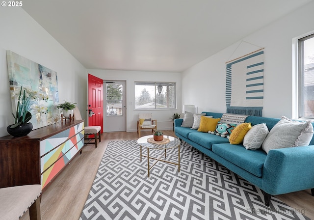 living room with hardwood / wood-style floors