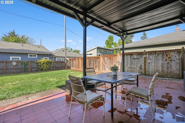 2615 N Gammans Pl, Portland, OR 97217 - fenced backyard featuring a patio area and outdoor dining area