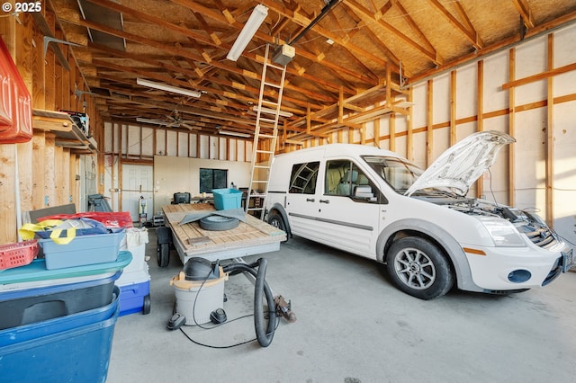 garage with a garage door opener