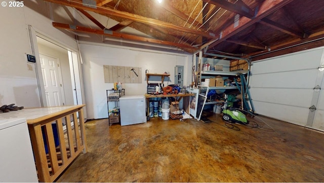 garage with fridge