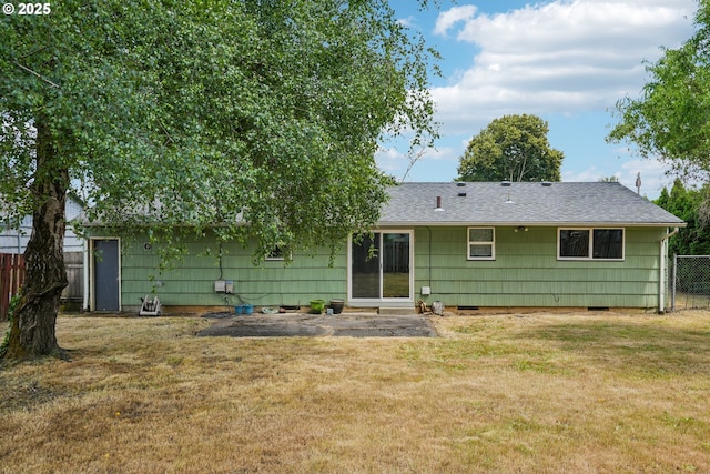 3259 SE 176th Pl, Portland, OR 97236 - back of property with a shingled roof and a patio
