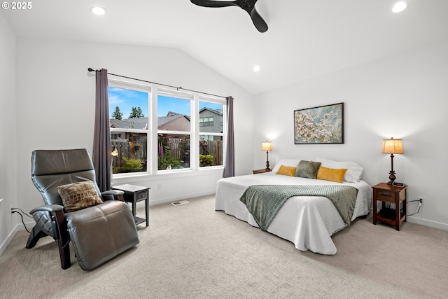 1046 SE Olive Way, Estacada, OR 97023 - bedroom with lofted ceiling, carpet flooring, baseboards, recessed lighting, and ceiling fan