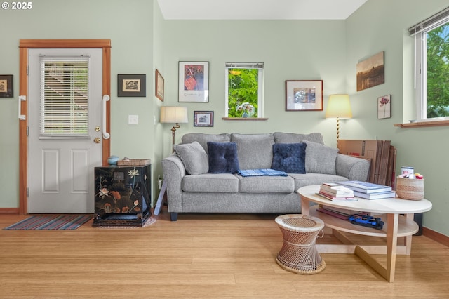 4475 N Trenton St Unit 101, Portland, OR 97203 - living area with wood finished floors and baseboards