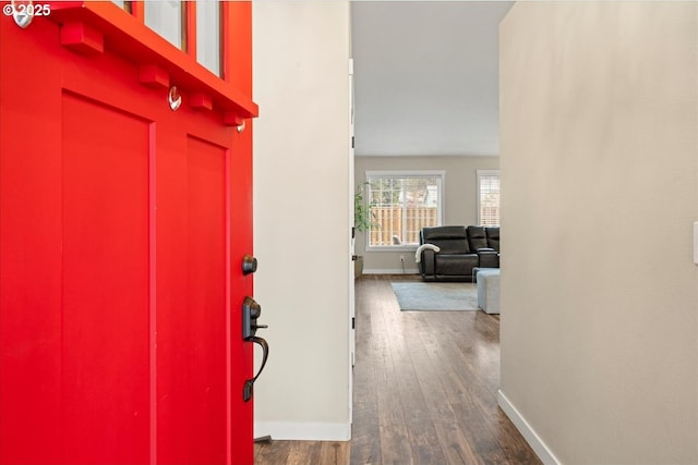 entryway featuring dark hardwood / wood-style floors