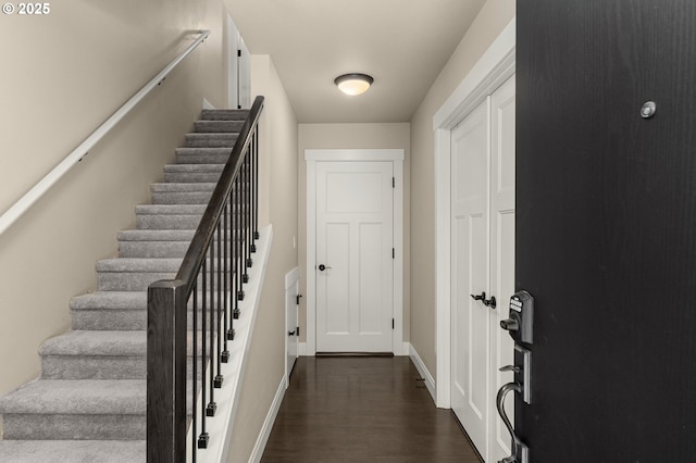 14152 SW Compass Dr, Beaverton, OR 97005 - foyer entrance with dark wood-type flooring and stairway