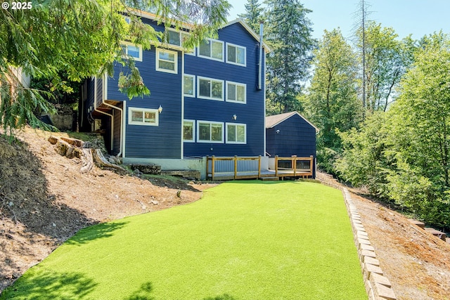 11744 SW 61st Ave, Portland, OR 97219 - back of house with a wooden deck and a yard