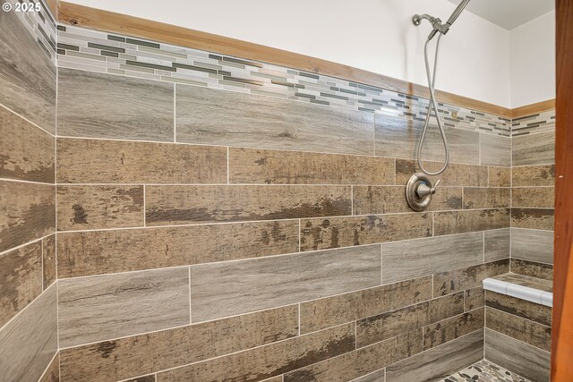interior space with tiled shower