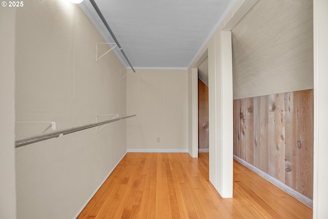 walk in closet with hardwood / wood-style floors