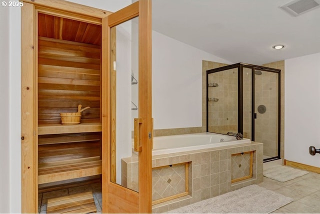 view of sauna with tile patterned flooring