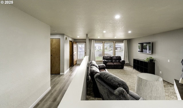 living room with light wood-type flooring