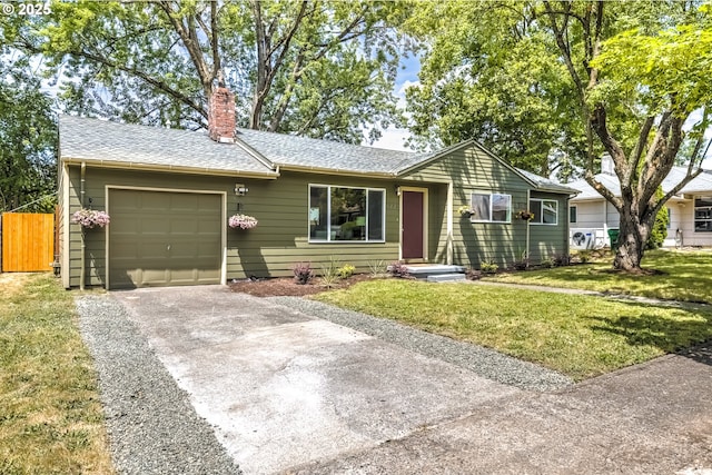 4775 SW Beech Dr, Beaverton, OR 97005 - ranch-style home featuring an attached garage, a chimney, concrete driveway, and roof with shingles