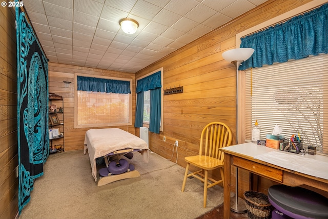 1034 Lawrence St, Eugene, OR 97401 - carpeted bedroom featuring wooden walls
