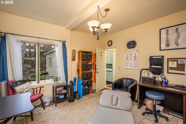 1034 Lawrence St, Eugene, OR 97401 - office area with healthy amount of natural light and a chandelier