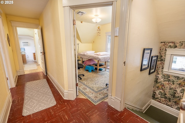 1034 Lawrence St, Eugene, OR 97401 - corridor featuring vaulted ceiling and dark flooring