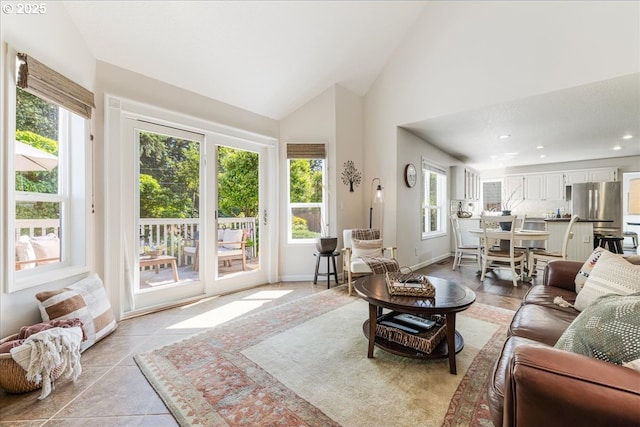 14940 SW Michael Ct, Sherwood, OR 97140 - living area with plenty of natural light, high vaulted ceiling, recessed lighting, and baseboards