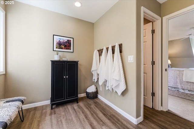 14940 SW Michael Ct, Sherwood, OR 97140 - bathroom with wood finished floors, baseboards, ceiling fan, and recessed lighting