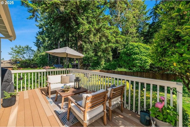 14940 SW Michael Ct, Sherwood, OR 97140 - wooden deck with an outdoor living space