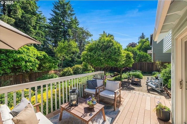 14940 SW Michael Ct, Sherwood, OR 97140 - deck with an outdoor living space with a fire pit